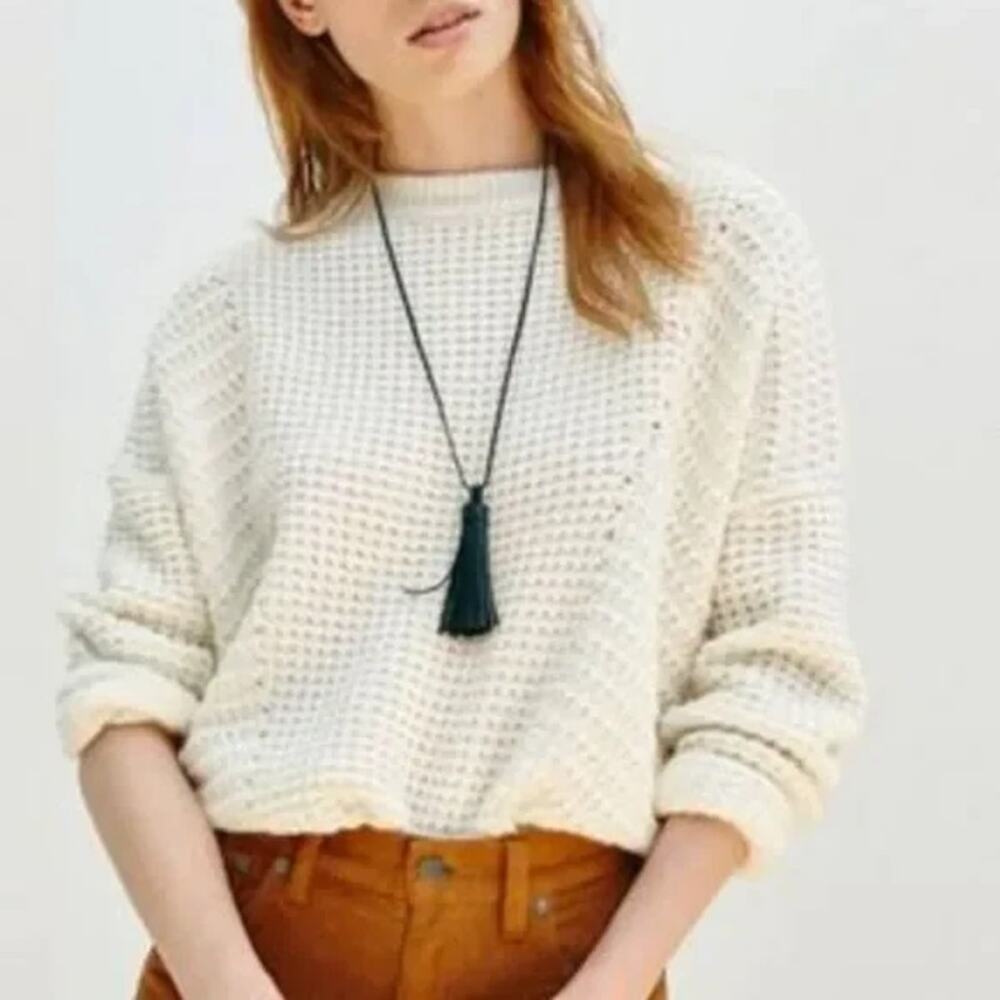 Madewell Stitch Mix ivory Cream Pullover Sweater Sz XS